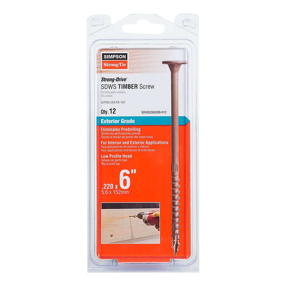 Vis à bois structurelle TIMBER DB 6 po T.P. tan Pqt/12