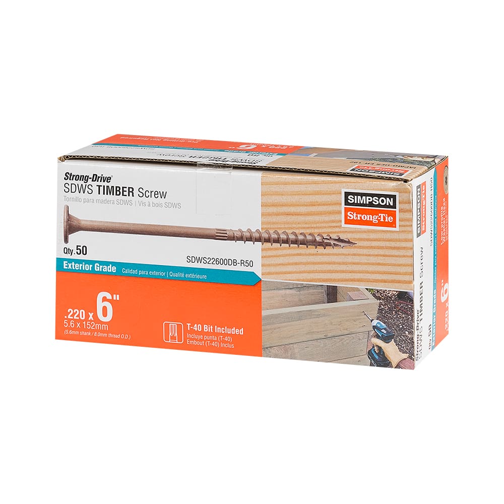 Vis à bois structurelle TIMBER DB 6&nbsp;po T.P. tan Pqt/50
