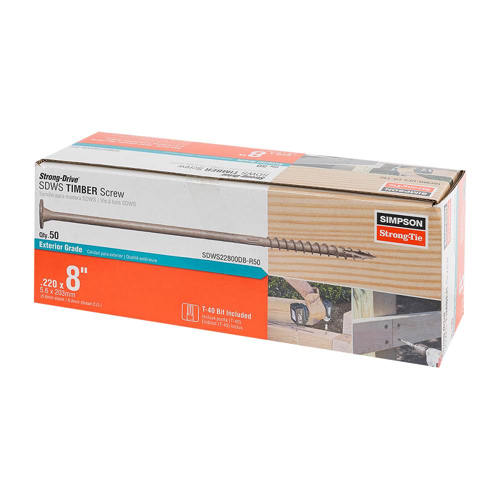 Vis à bois structurelle TIMBER DB 8&nbsp;po T.P. tan Pqt/50