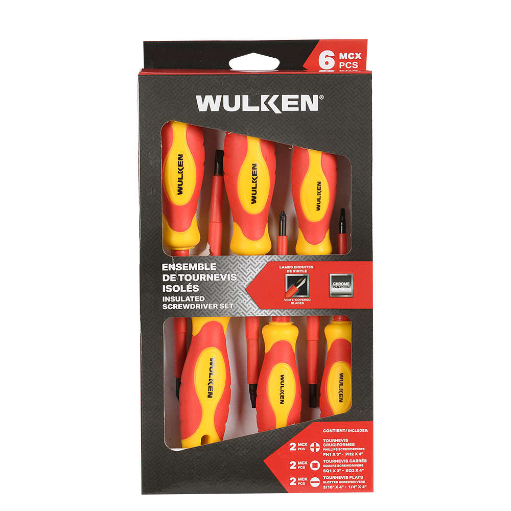 Ensemble de 6 tournevis isolés WULKEN