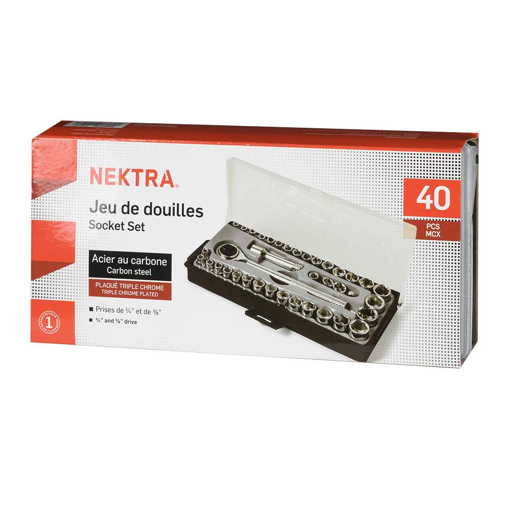 Jeu de 40 douilles SAE et métriques NEKTRA