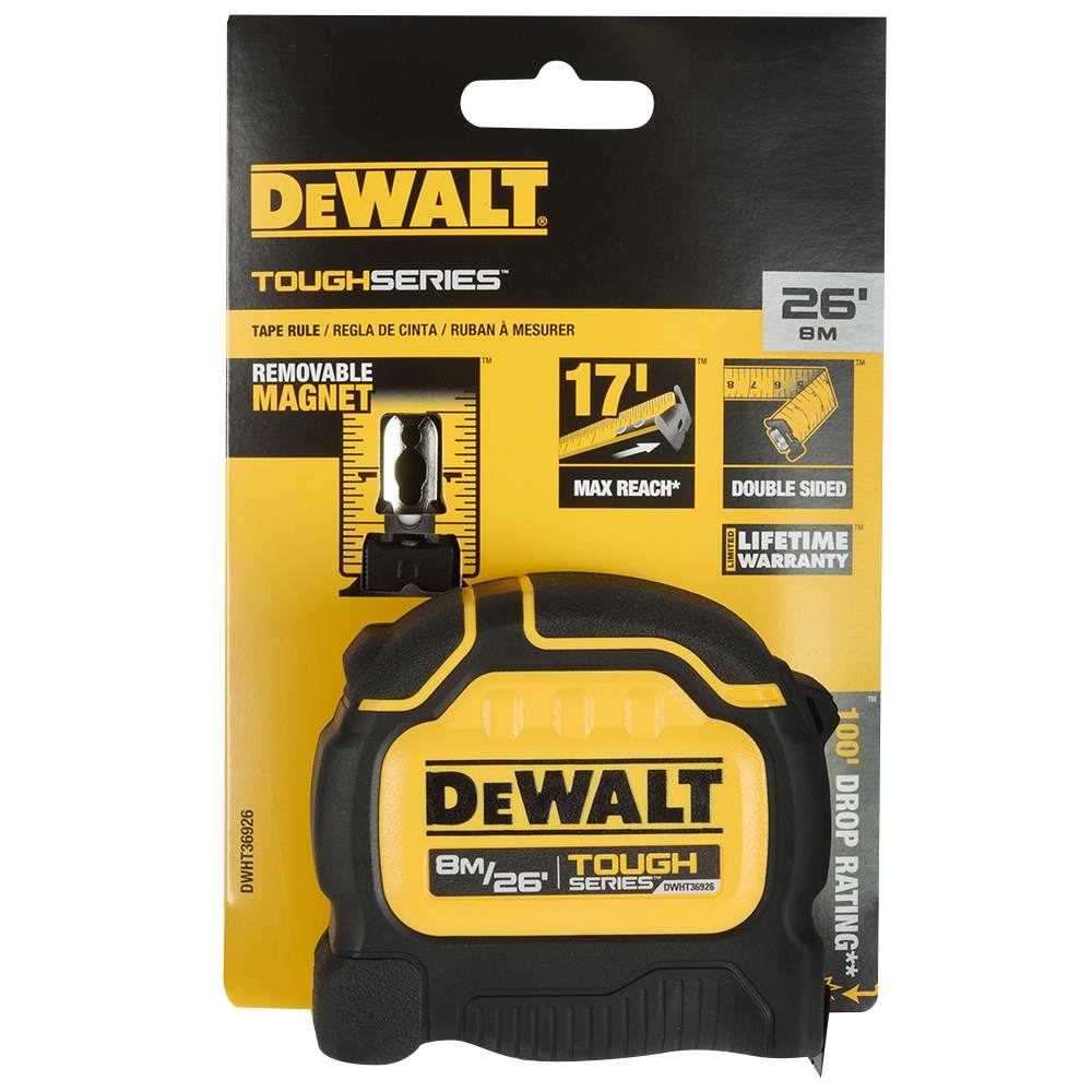 Ruban à mesurer ToughSeries 26&nbsp;pi/8&nbsp;m&nbsp;x&nbsp;1&nbsp;1/4&nbsp;po DEWALT