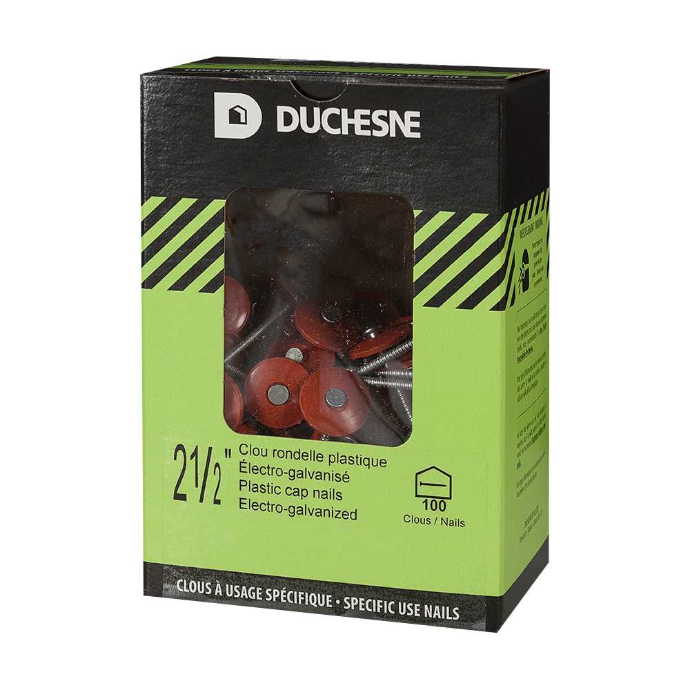 Clous à tête de plastique pour panneaux isolants 2 1/2 po Pqt/100