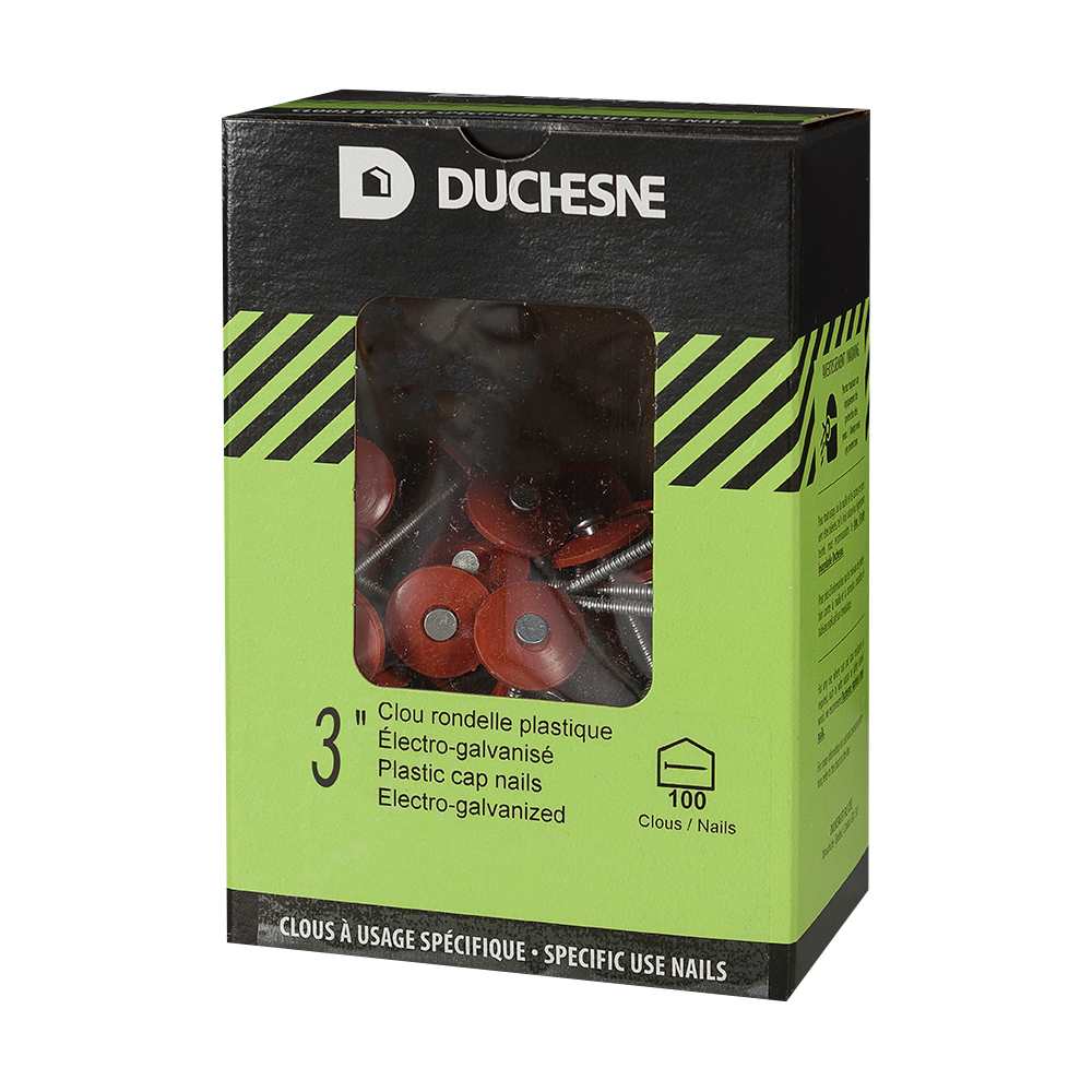 Clous à tête de plastique pour panneaux isolants 3 po Pqt/100