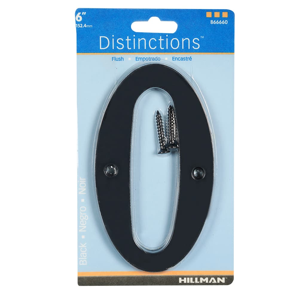 Chiffre 0 Distinction en zinc noir 6 po