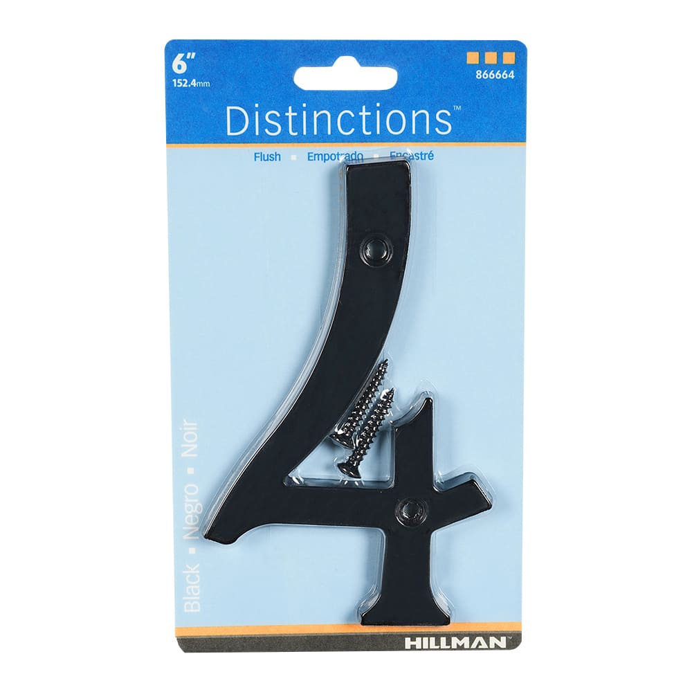 Chiffre 4 Distinction en zinc noir 6 po