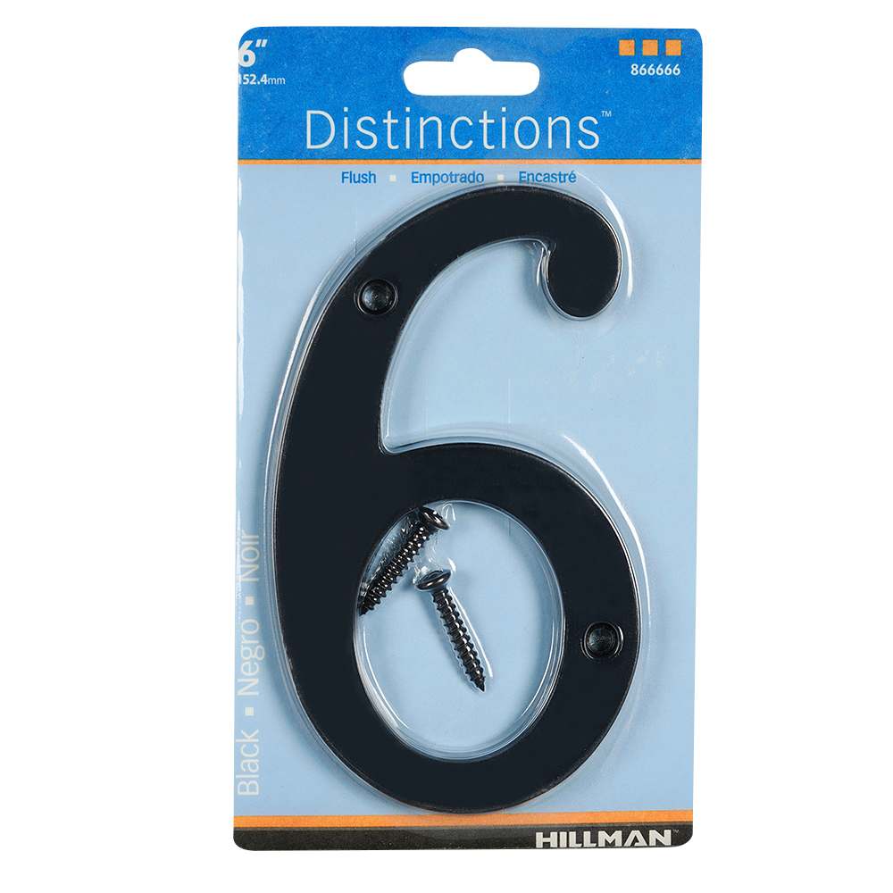 Chiffre 6 Distinction en zinc noir  6 po
