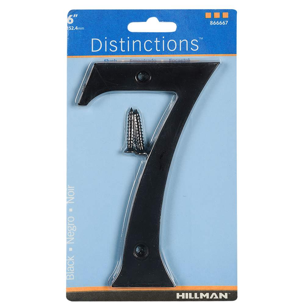 Chiffre 7 Distinction en zinc noir 6 po