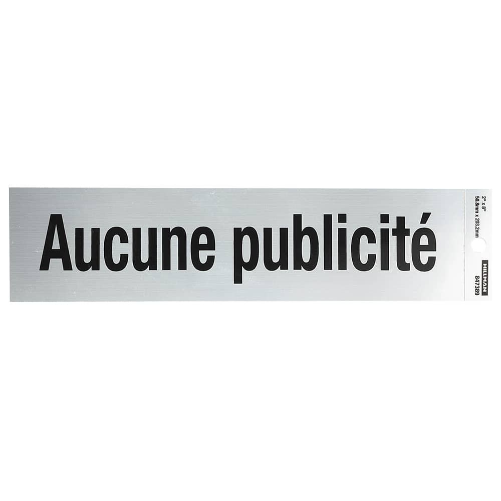 Plaque adhésive Aucune Publicité 2 po x 8 po