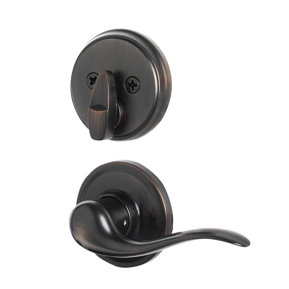 Serrure d'entrée de porte d'entrée à clé et poignée Prescott bronze vénitien