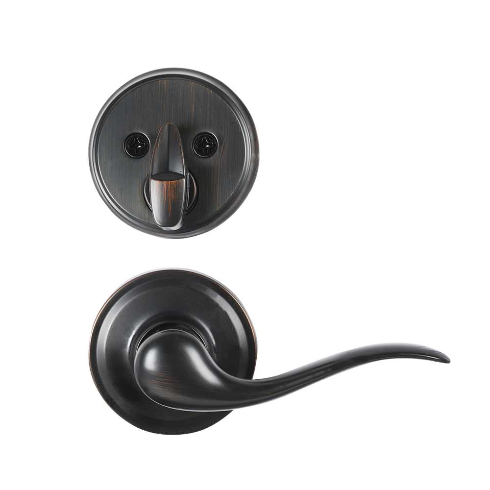 Serrure d'entrée de porte d'entrée à clé et poignée Prescott bronze vénitien