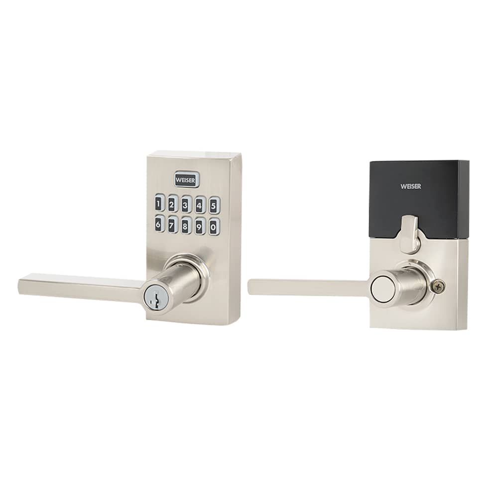 Smartcode 10 Digital Keypad Electronic Front Door Lock with Lever Handle Satin Nickel
