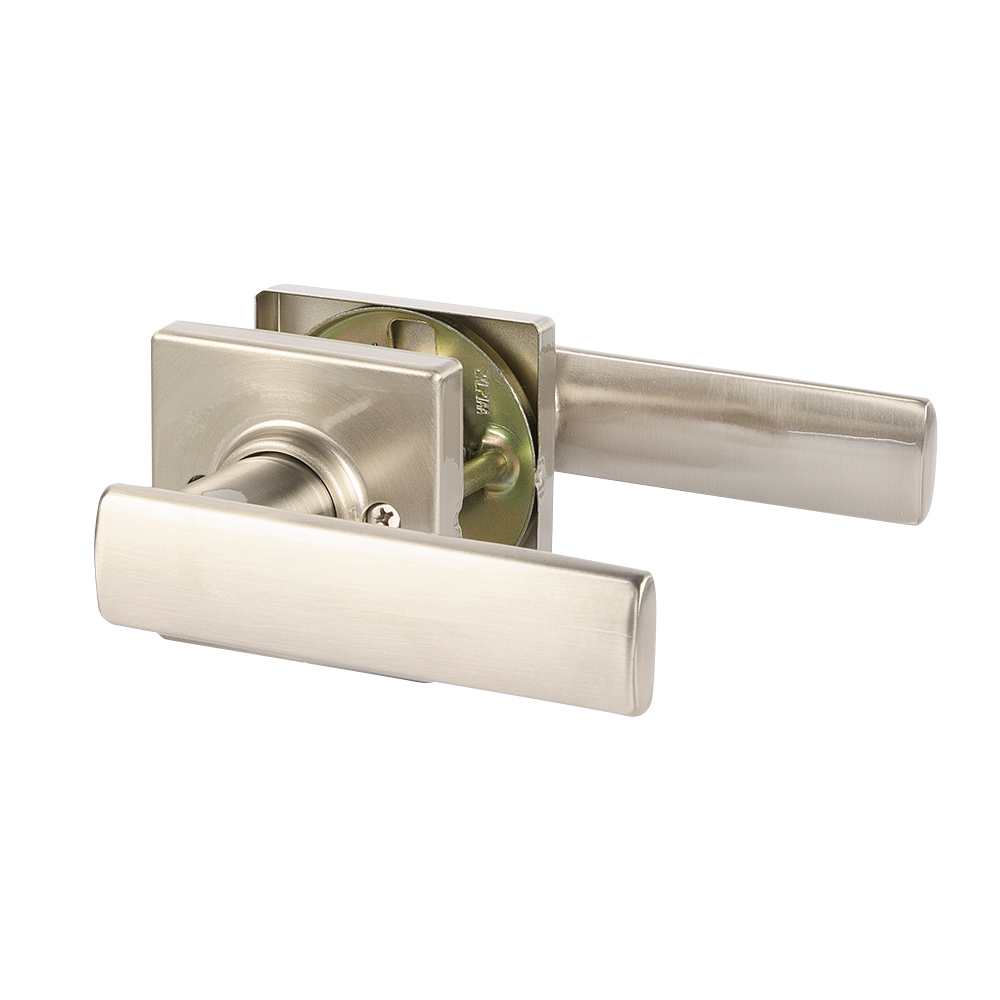 Poignée de porte de passage bec-de-cane Breton nickel satiné