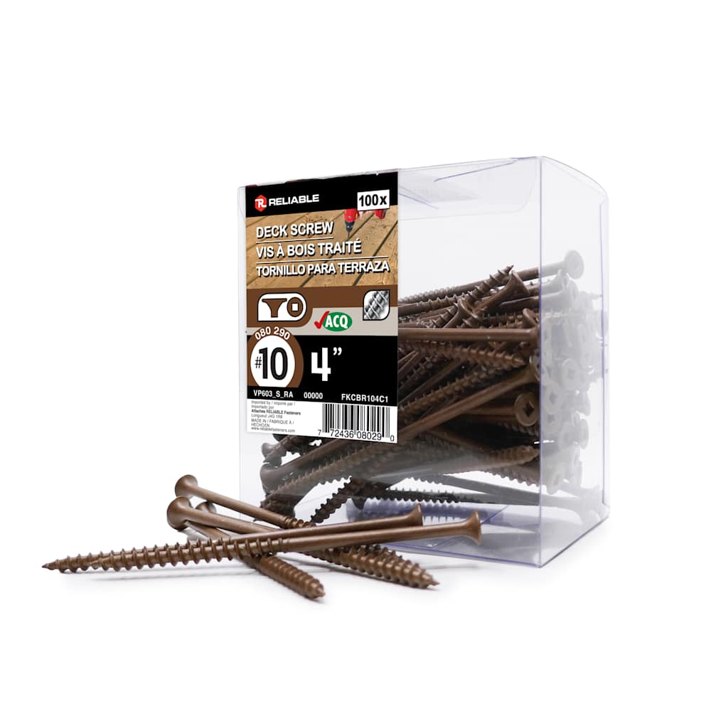 Brown Treated Wood Screws 4&nbsp;in. n° 10 F.H. Pkg/100