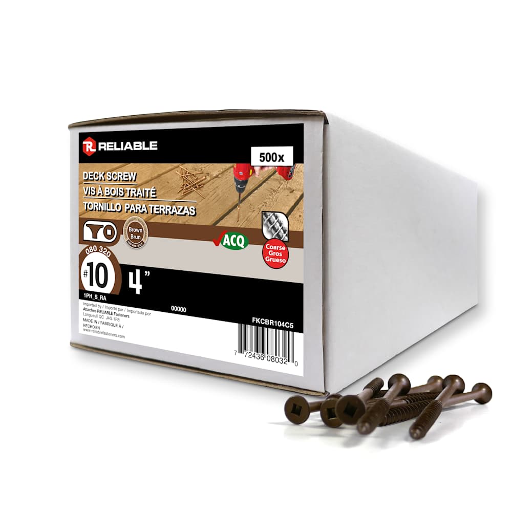 Brown Treated Wood Screws 4&nbsp;in. n° 10 F.H. Pkg/500