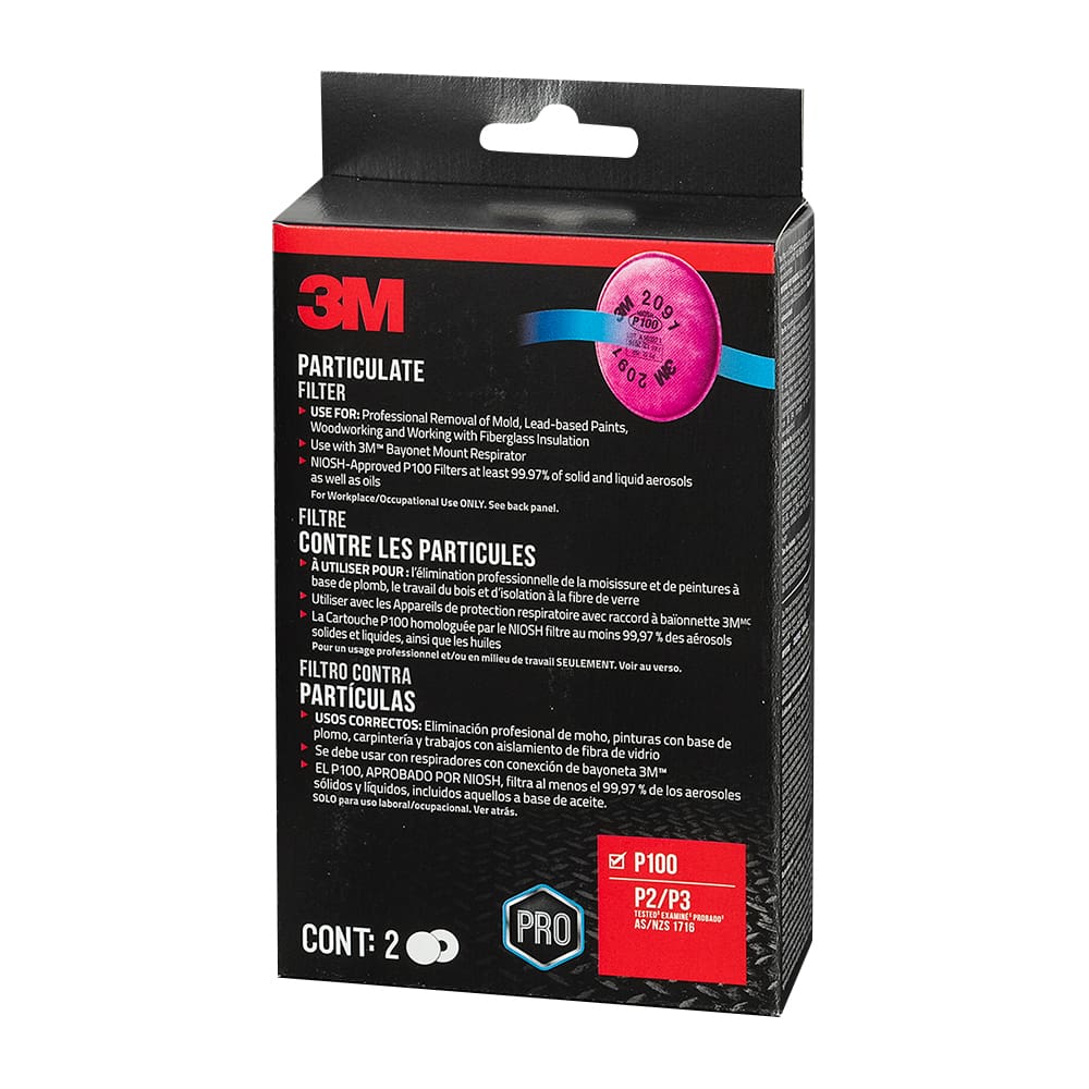 Filtres de protection P100 pour masque respiratoire Pqt/2 3M