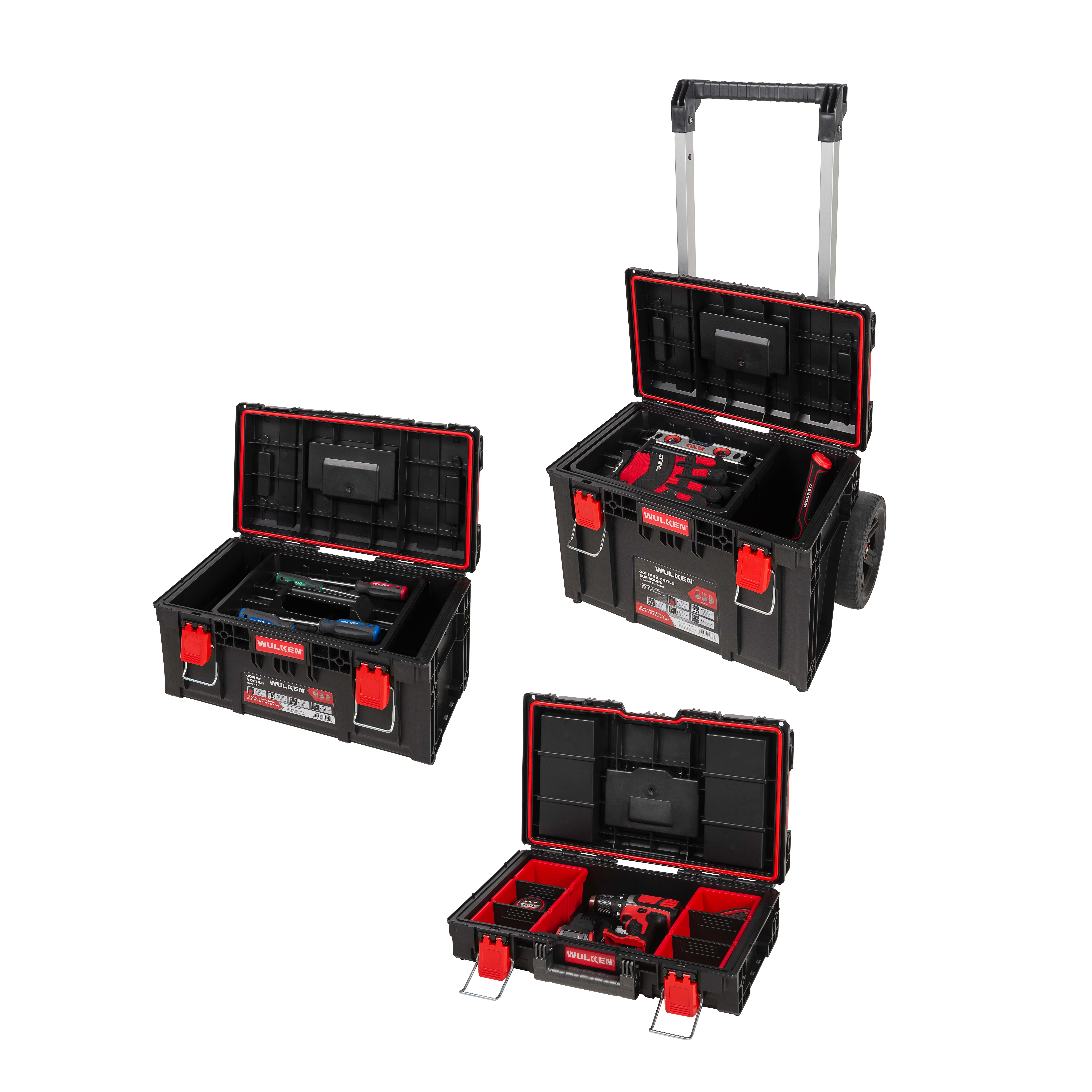 WULKEN Rolling Set of 3 Tool Boxes