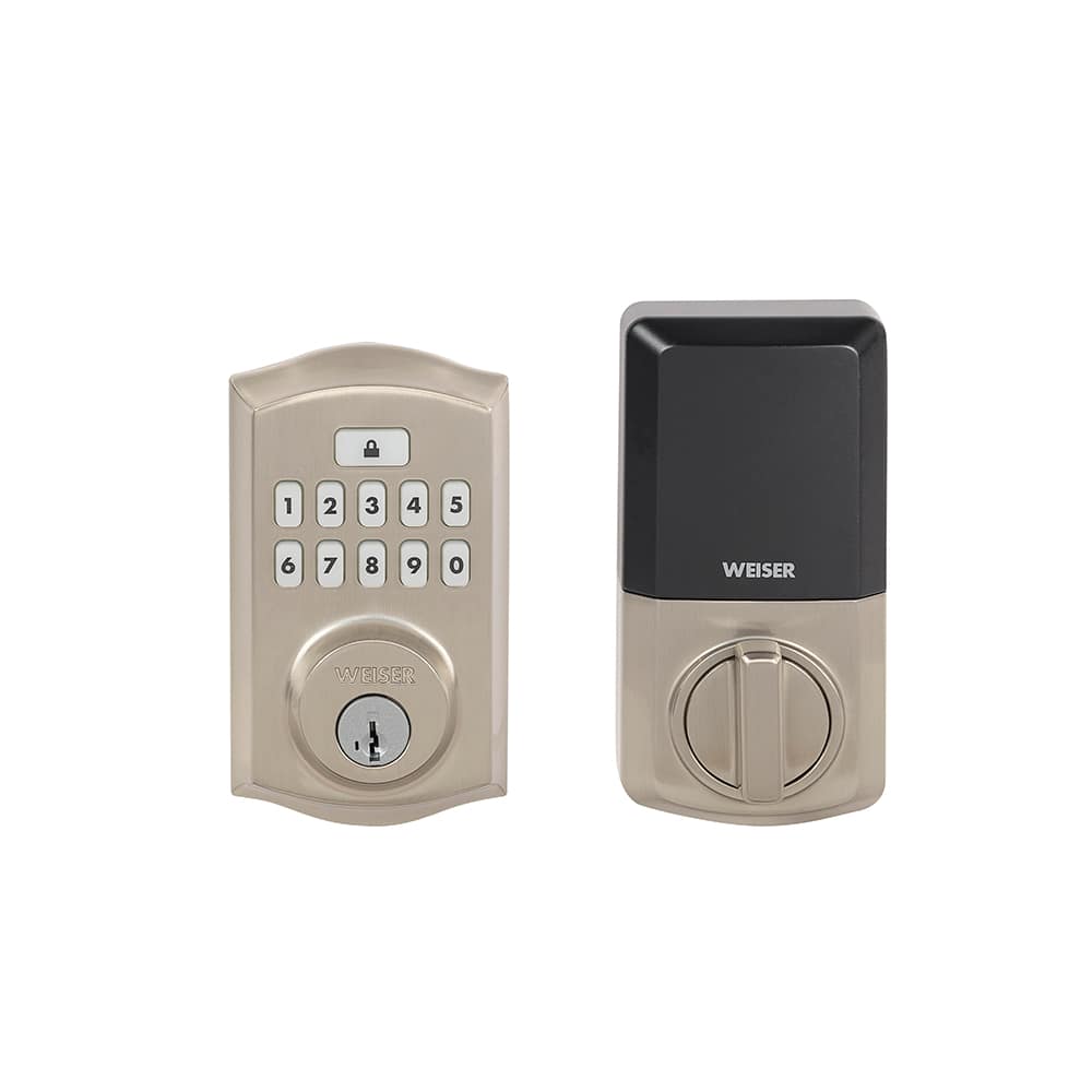 Serrure de porte électronique à clavier numérique Smartcode Traditionel nickel satiné