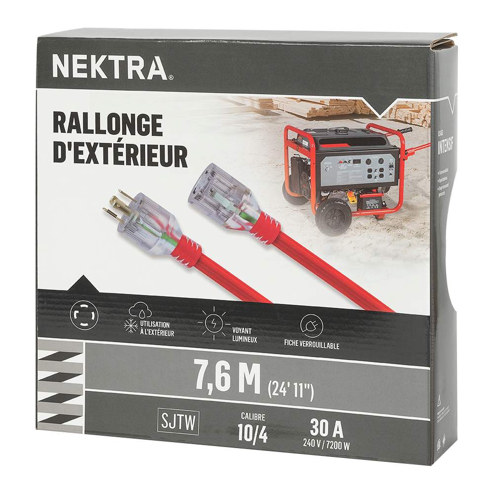 NEKTRA Generator Extension Cord 7.6 m