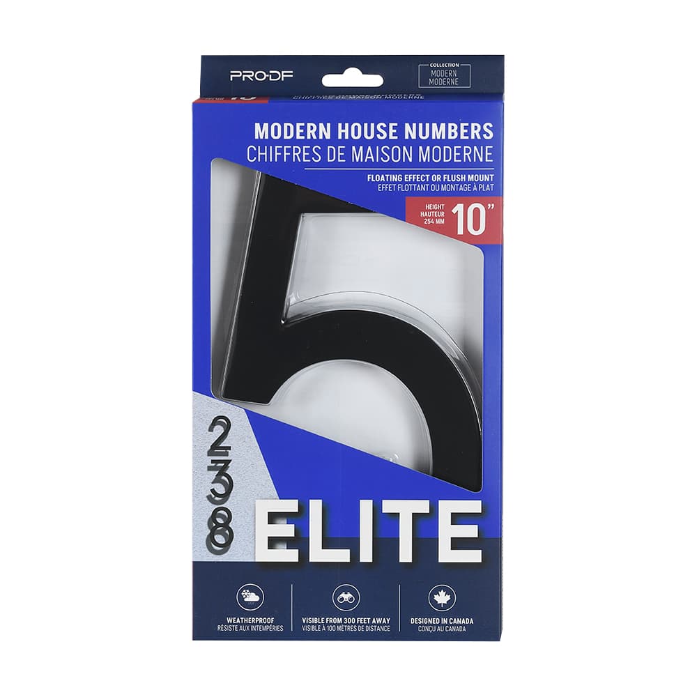 Chiffre 5 Elite en fonte d'aluminium noir 10 po