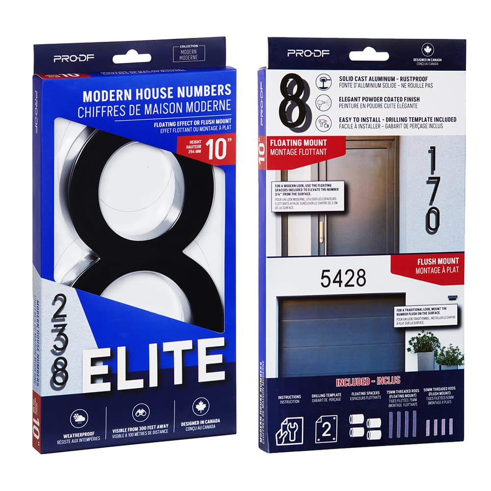 Chiffre 8 Elite en fonte d'aluminium noir 10&nbsp;po