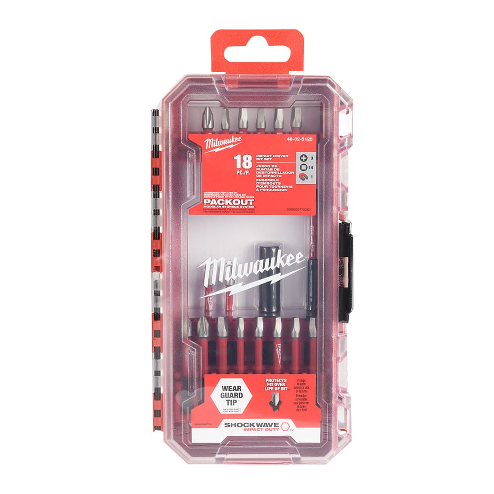 Ensemble de 18 embouts pour tournevis à chocs Shockwave MILWAUKEE