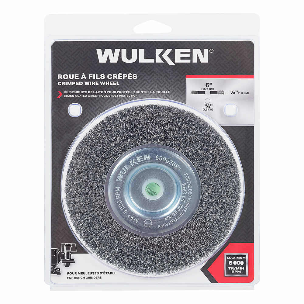 Roue à fils crêpés pour meuleuses d'établi 6&nbsp;po WULKEN