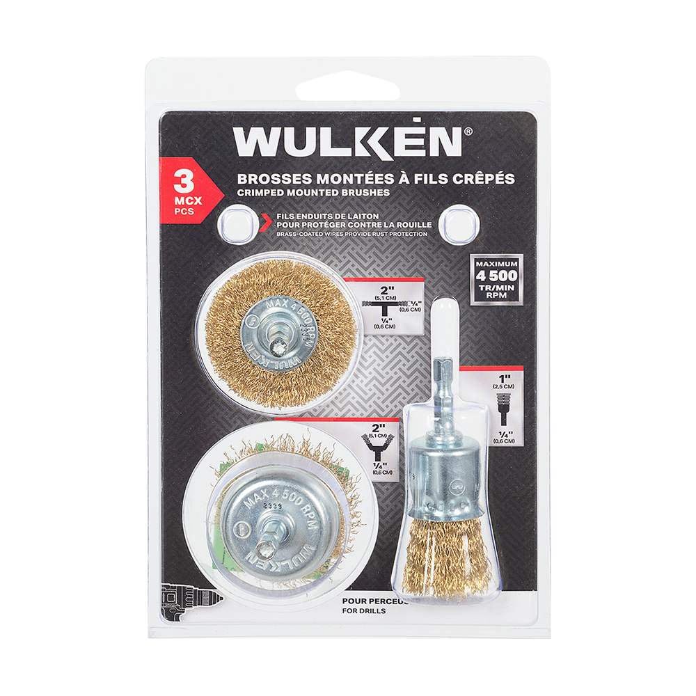 Brosses à fils crêpés pour perceuses Ens/3 WULKEN