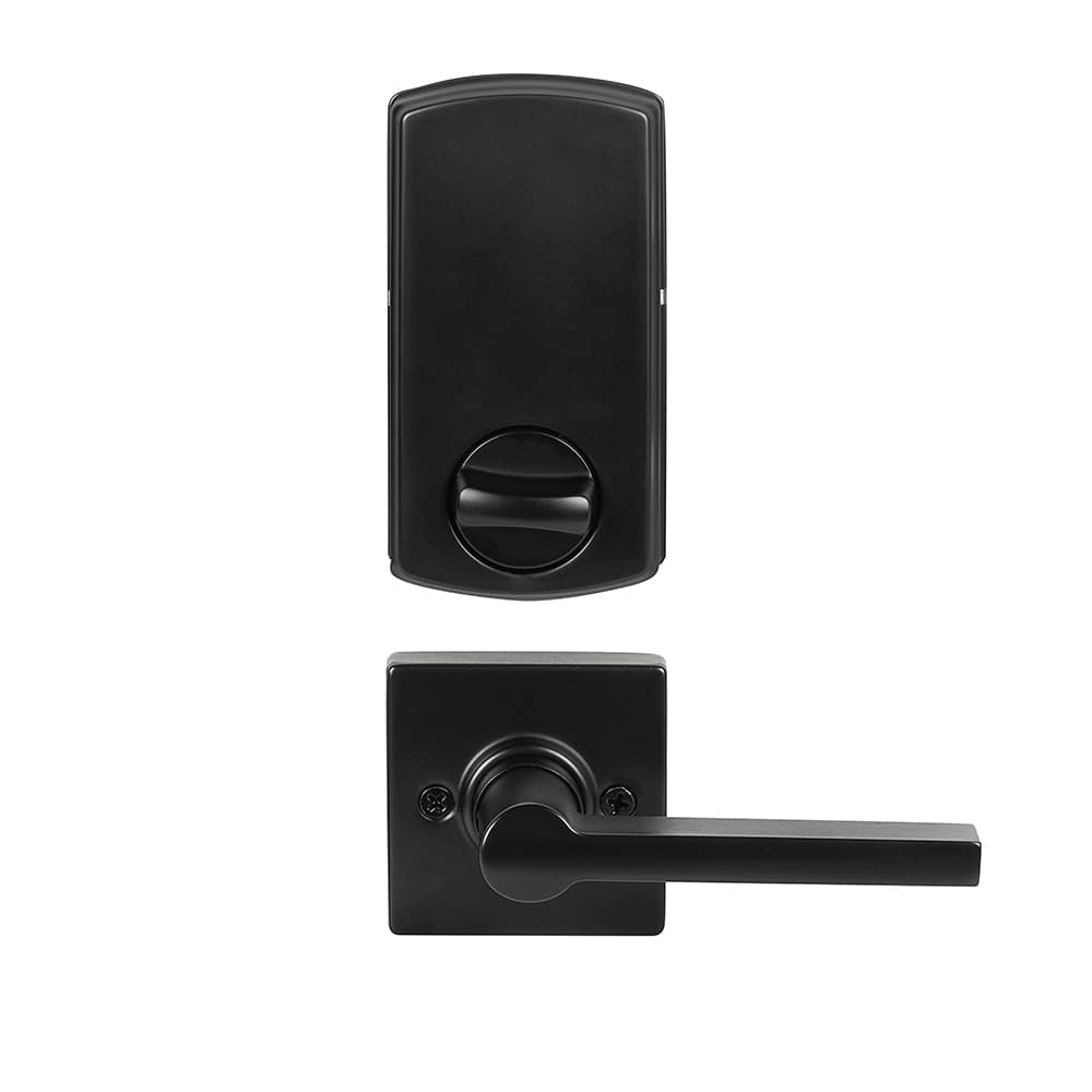 Serrure de porte d'entrée électronique à clavier numérique et poignée bec-de-cane Dexter noire