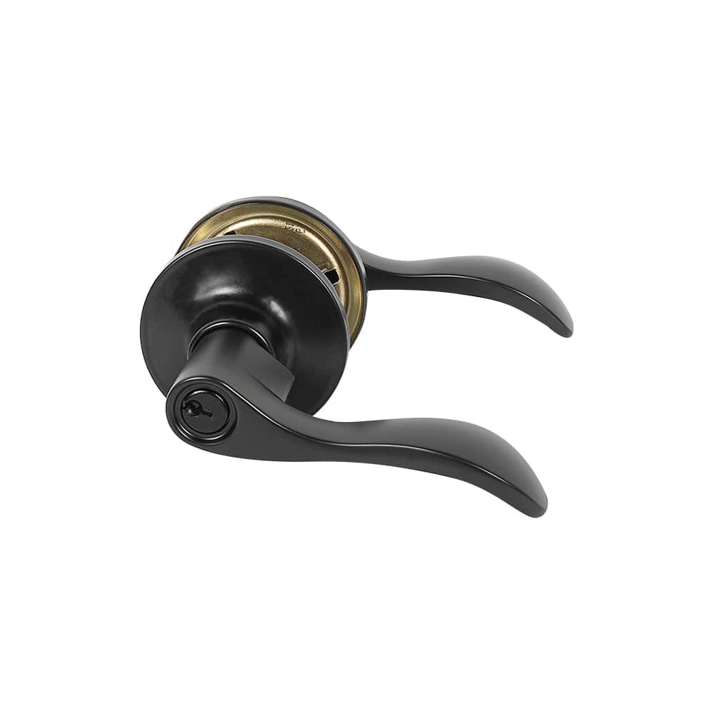 Poignée de porte d'entrée à clé bec-de-cane Seville noire