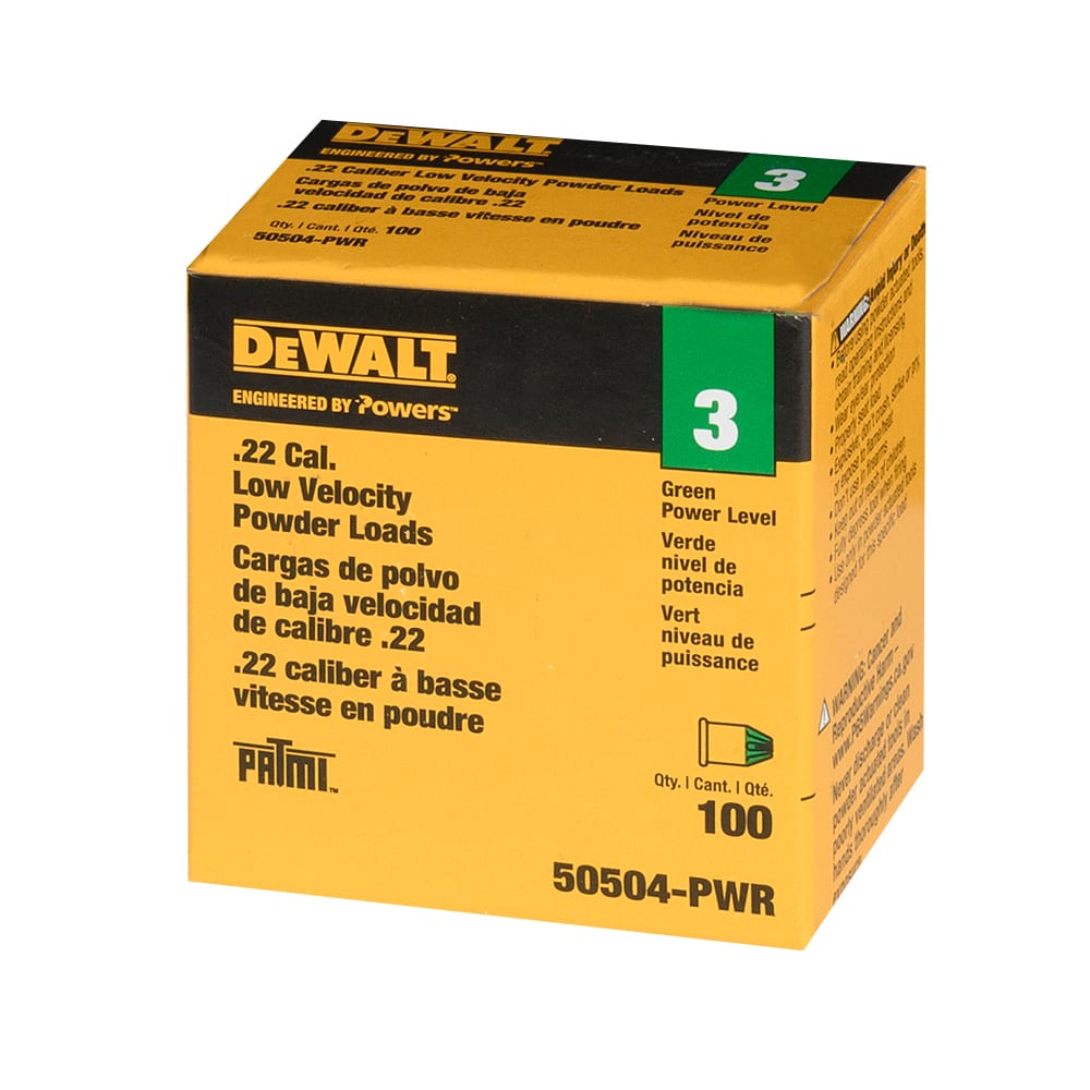 DEWALT Green .22 Caliber Cartridges for Powder-Actuated Tools Pkg/100