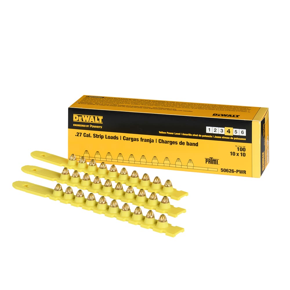 Cartouches jaunes calibre .27 pour outils à percussion Pqt/100 DEWALT