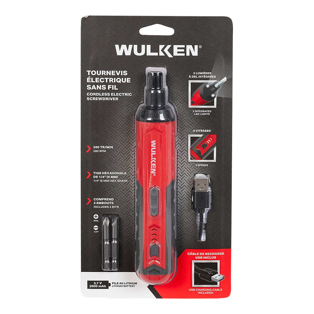 Tournevis sans fil rechargeable lithium-ion 3,7&nbsp;V WULKEN