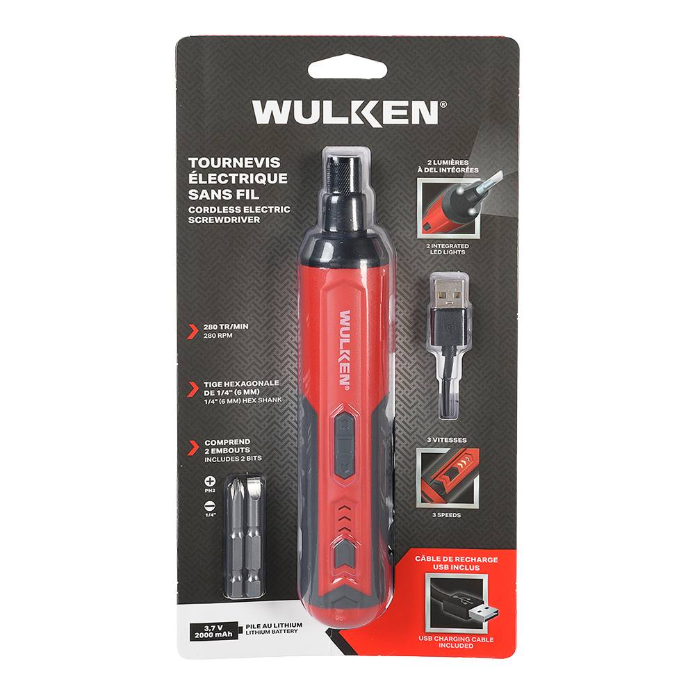 Tournevis sans fil rechargeable lithium-ion 3,7&nbsp;V WULKEN