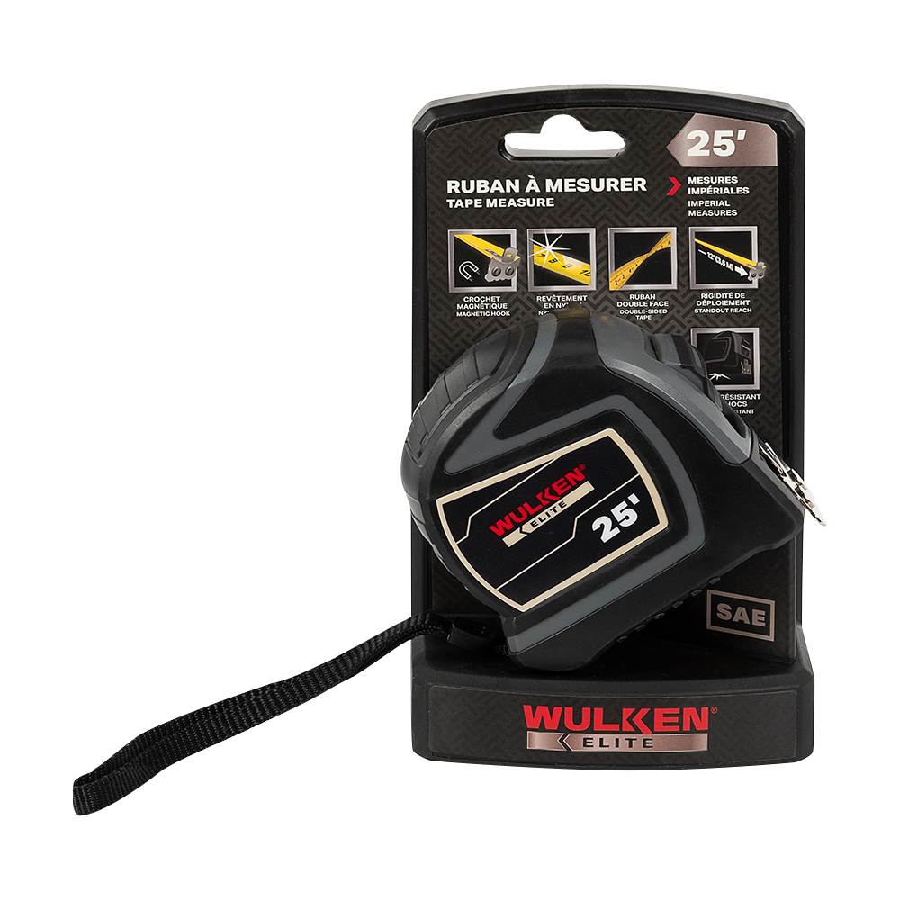 Ruban à mesurer 25&nbsp;pi&nbsp;x&nbsp;1 1/4&nbsp;po WULKEN ELITE