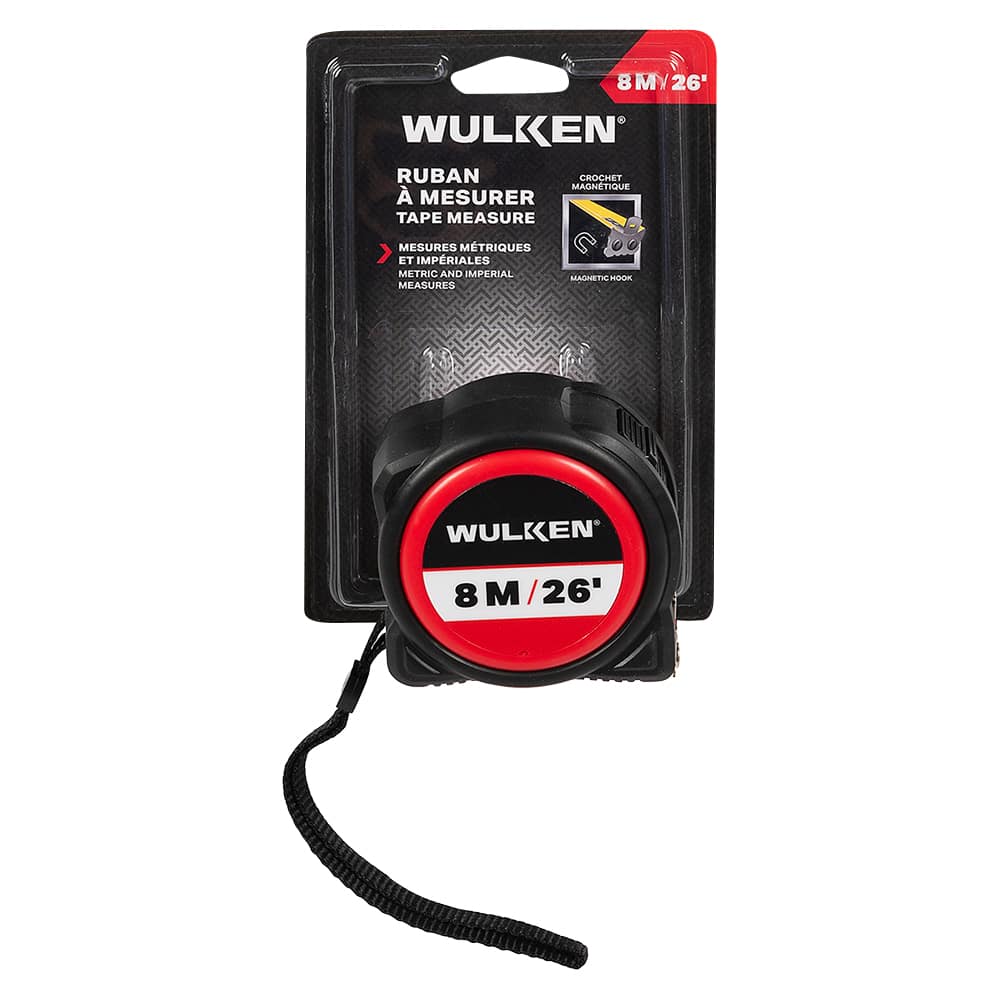 Ruban à mesurer 26&nbsp;pi/8 m&nbsp;x&nbsp;1&nbsp;po WULKEN