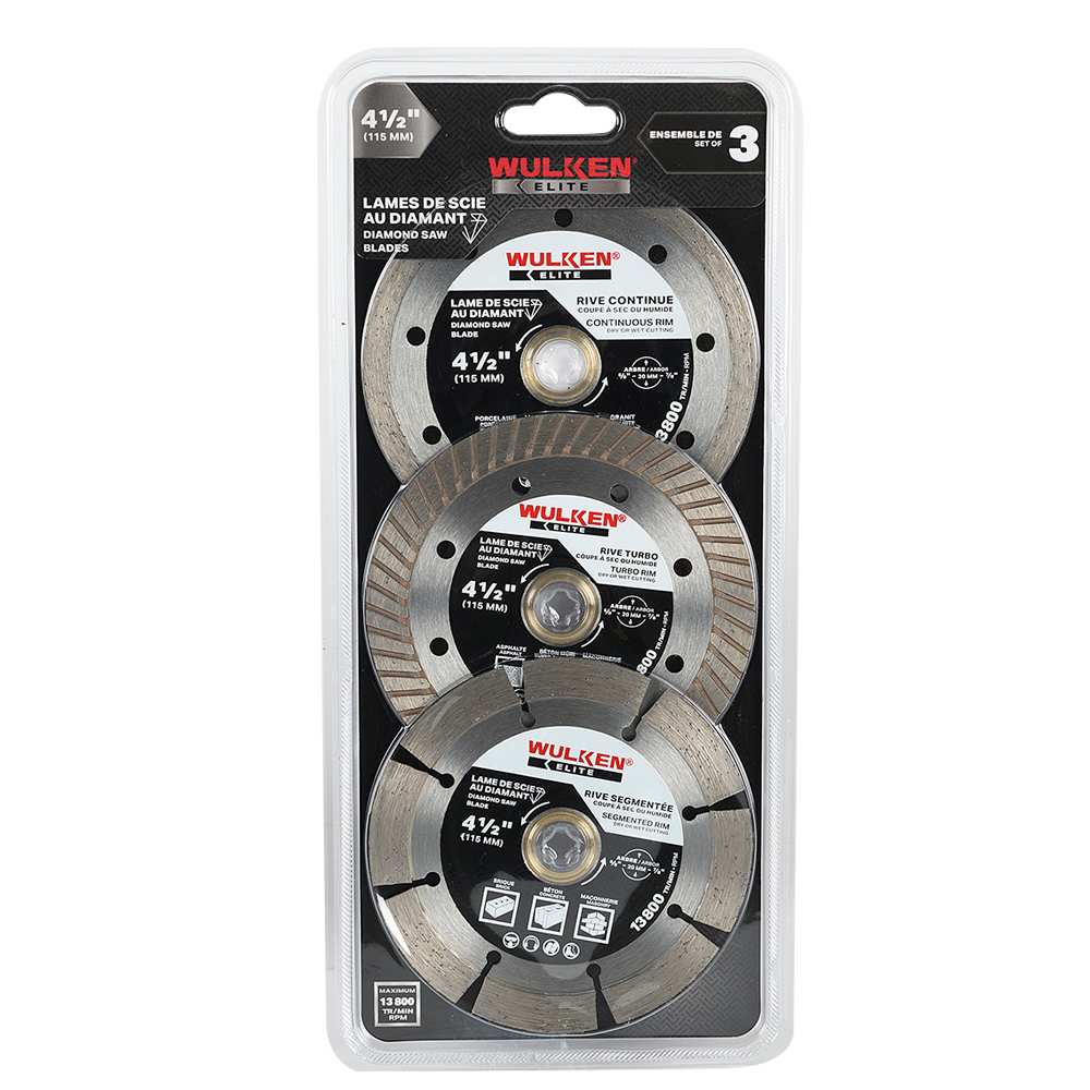 Lames au diamant 4 1/2 po 
Ens/3 WULKEN ELITE