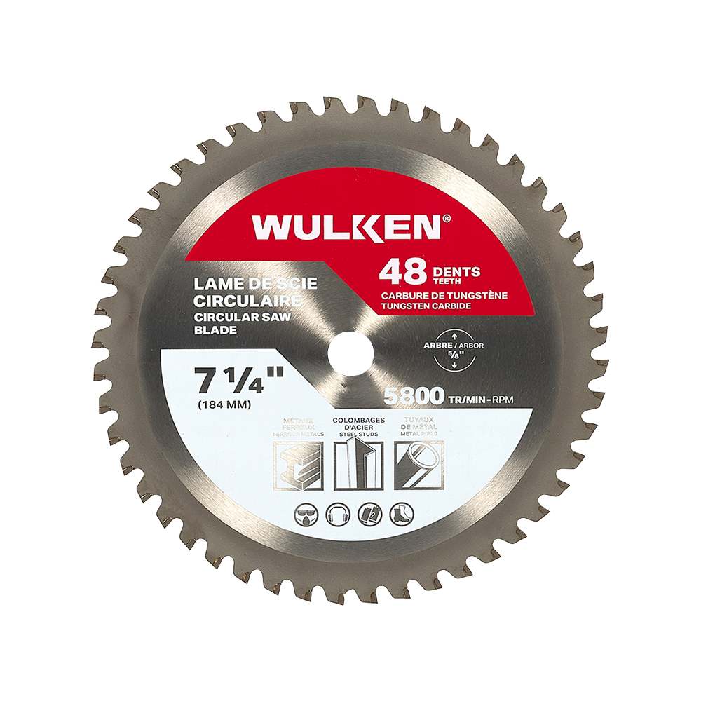 Lame de scie circulaire pour métaux ferreux 7&nbsp;1/4&nbsp;po 48&nbsp;dents WULKEN