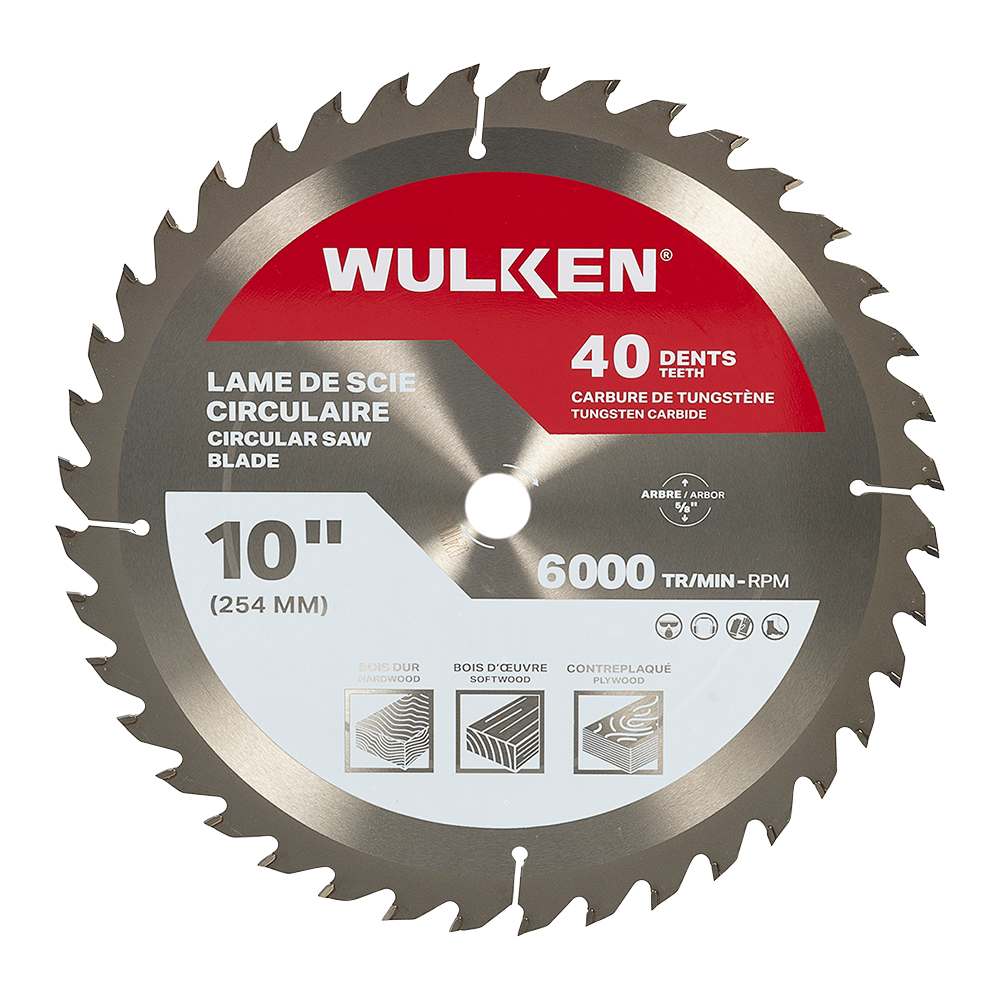 Lame de scie circulaire pour charpente 10&nbsp;po 40&nbsp;dents WULKEN