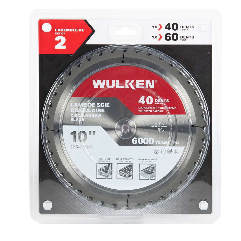 WULKEN General Purpose Circular Saw Blades 10&nbsp;in. 40&nbsp;and&nbsp;60&nbsp;Teeth Set/2