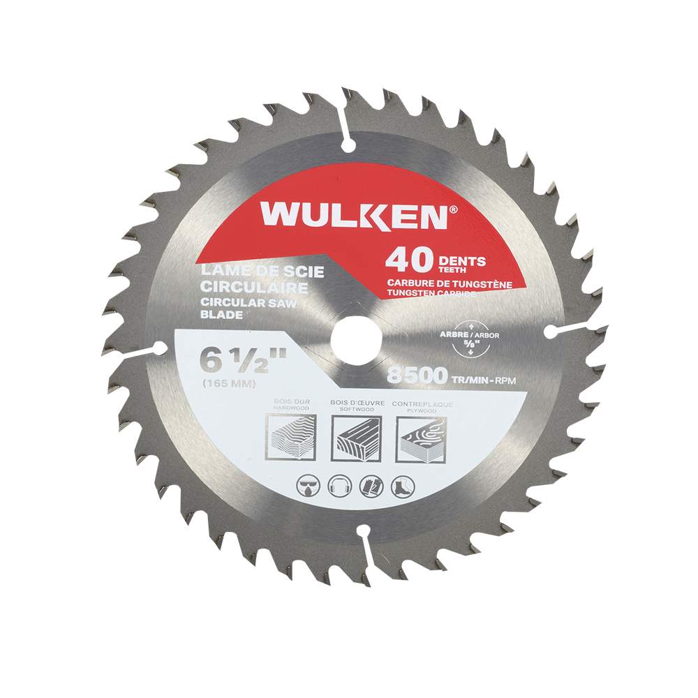 Lame de scie circulaire pour charpente 6&nbsp;1/2&nbsp;po 40&nbsp;dents WULKEN