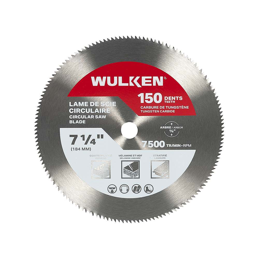 Lame de scie circulaire pour finition 7&nbsp;1/4&nbsp;po 150&nbsp;dents WULKEN