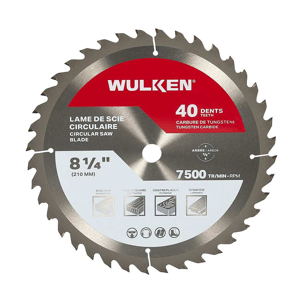 Lame de scie circulaire pour charpente 8&nbsp;1/4&nbsp;po 40&nbsp;dents WULKEN