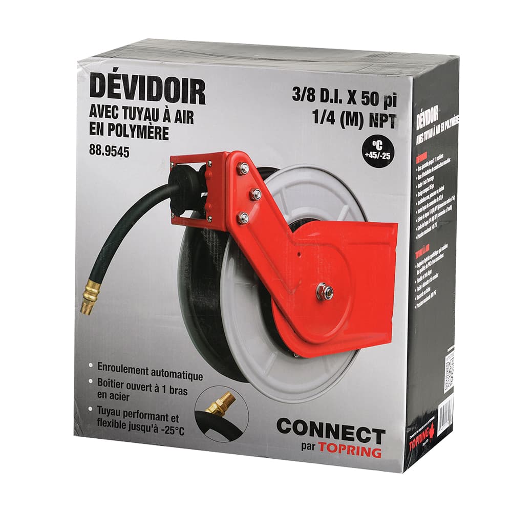 Dévidoir avec tuyau à air comprimé 3/8 po x 50 pi