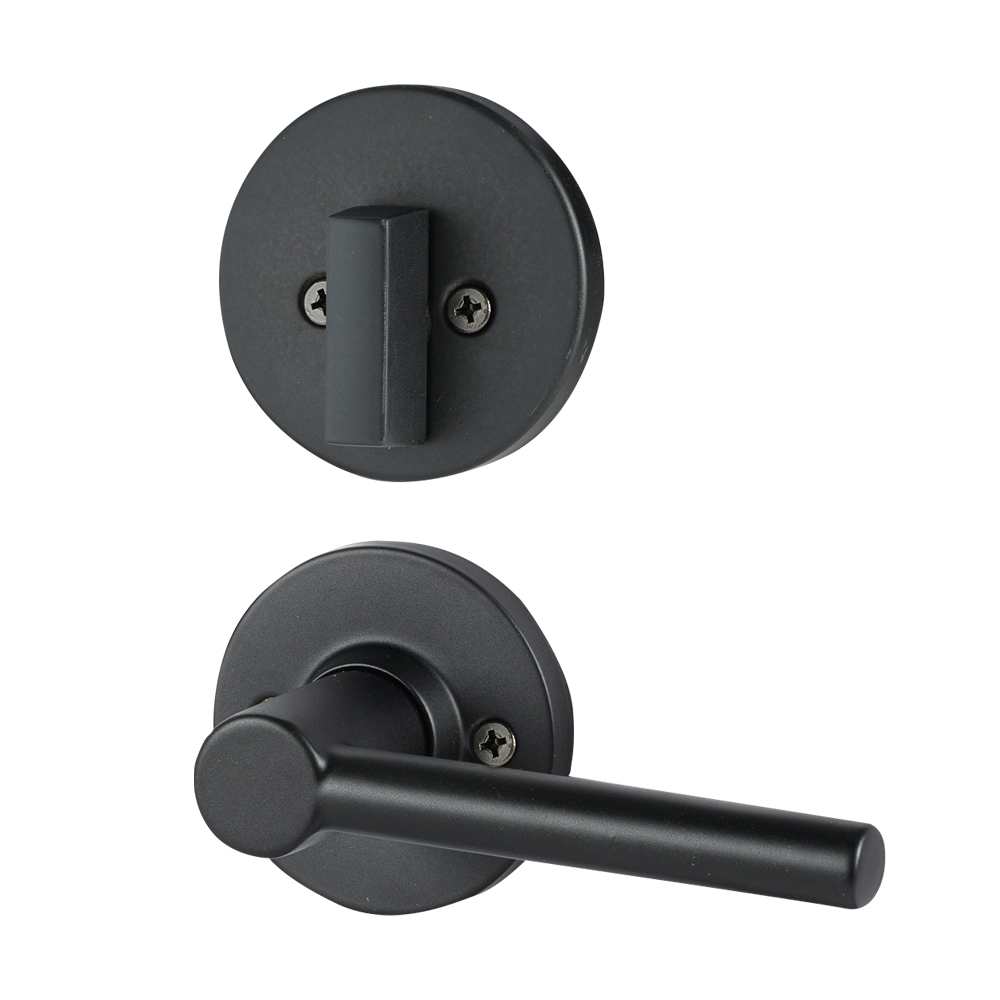 Serrure de porte d'entrée à clé et poignée Branton noire WEISER