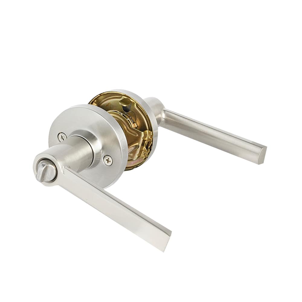 Poignée de porte de salle de bains bec-de-cane  Westley nickel satiné