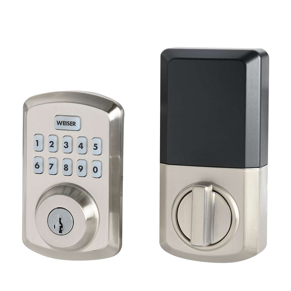 Serrure de porte électronique à clavier numérique Powerbolt3 nickel satiné