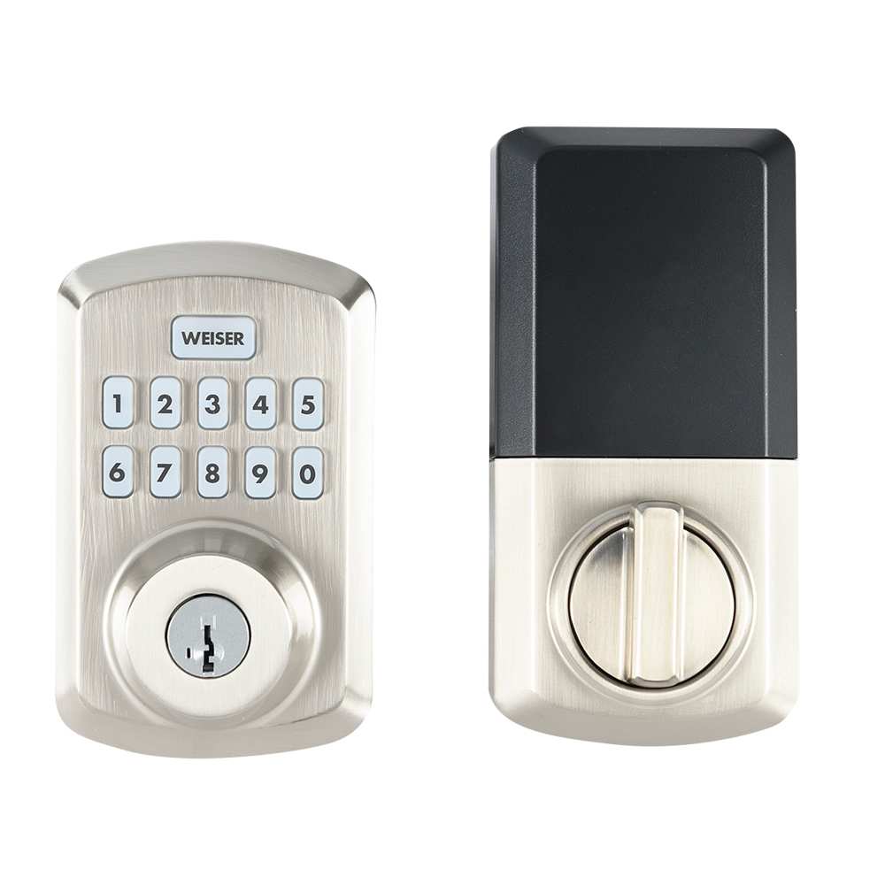 Serrure de porte électronique à clavier numérique Powerbolt3 nickel satiné