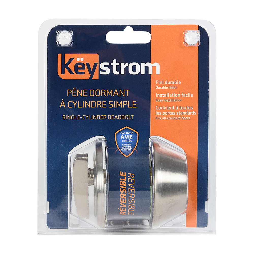 Serrure à pêne dormant simple nickel satiné KËYSTROM