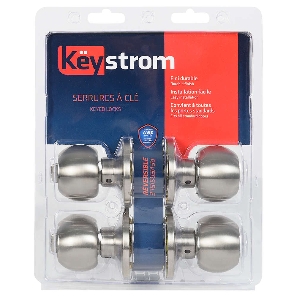 KËYSTROM Set of 2 Keyed Entry Door Knobs Satin Nickel